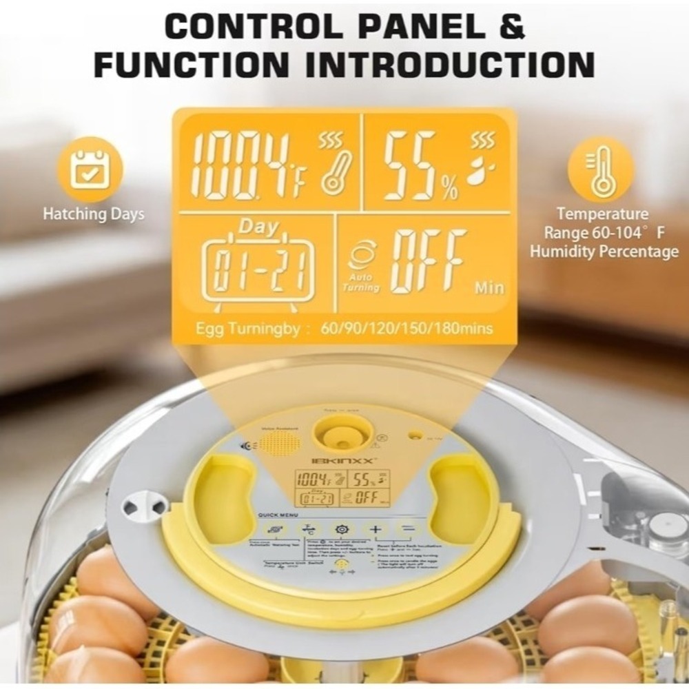 26 Egg Smart Incubator VOICE‎ CONTROL Auto Turning Temp Digital Poultry Hatcher - Picture 5 of 9
